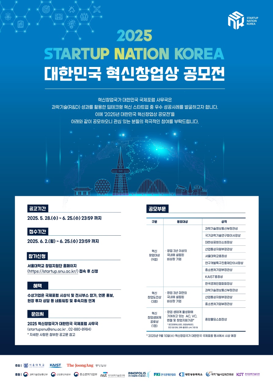 2025년 대한민국 혁신창업상 공모전