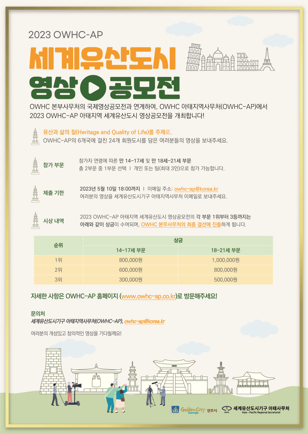 2023 OWHC-AP 아태지역 세계유산도시 영상공모전