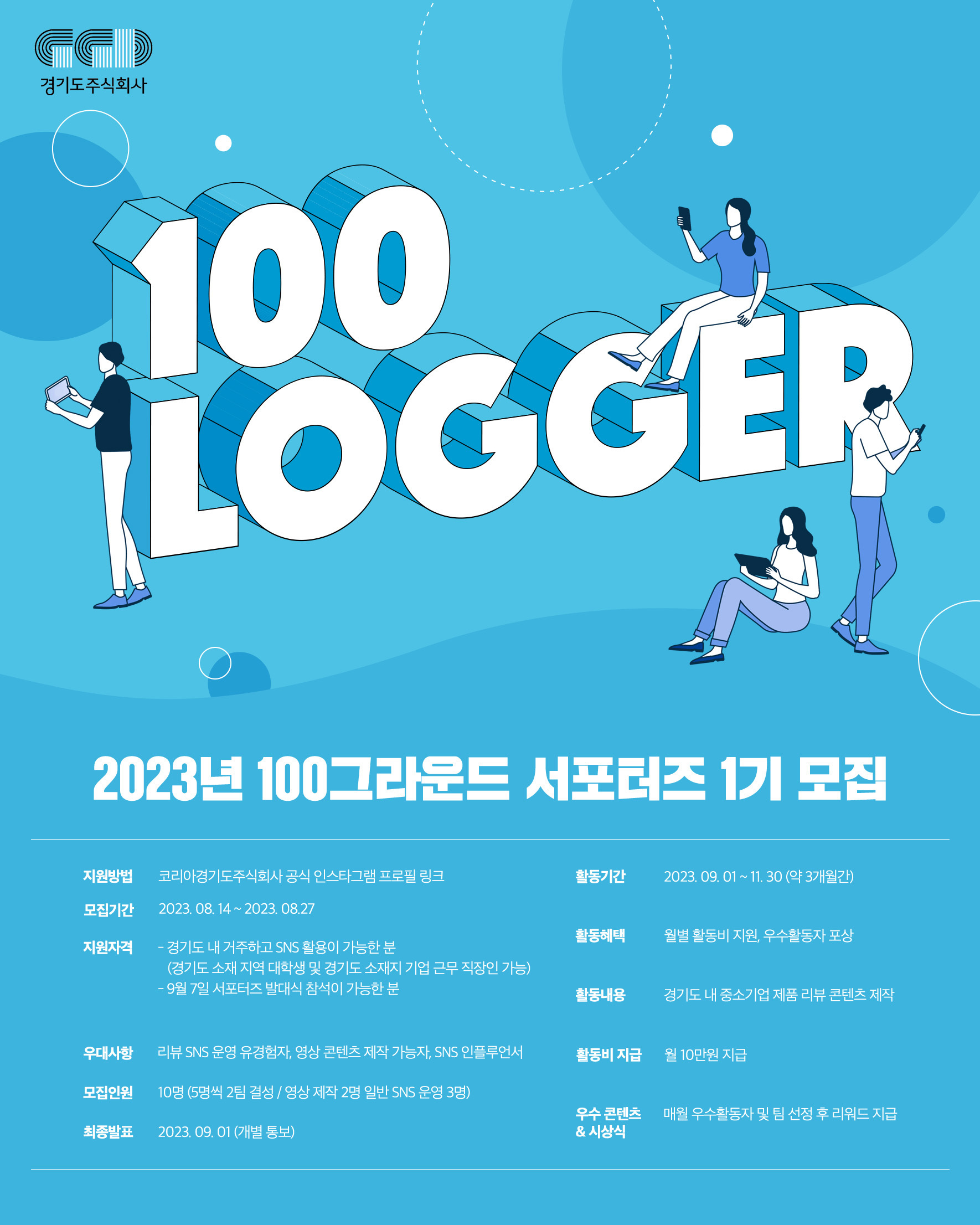2023 코리아경기도주식회사 "100LOGGER 서포터즈" 모집