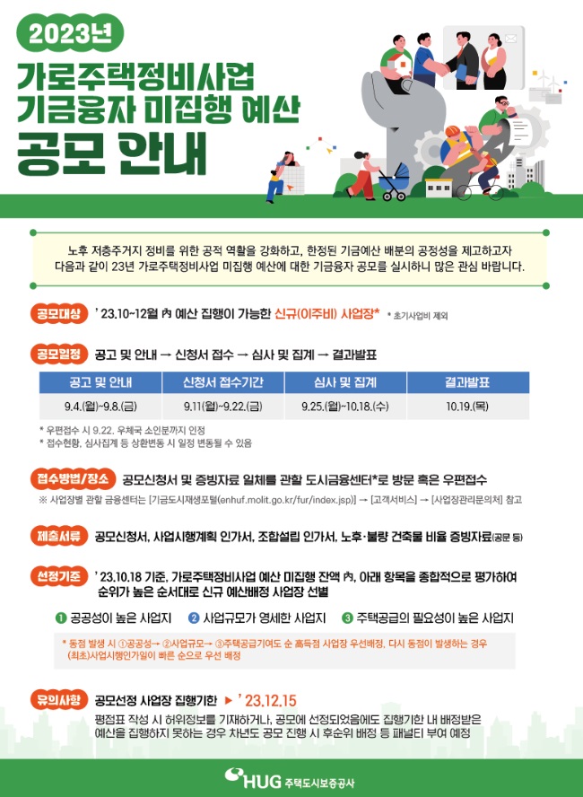2023 가로주택정비사업 기금융자 미집행 예산 공모
