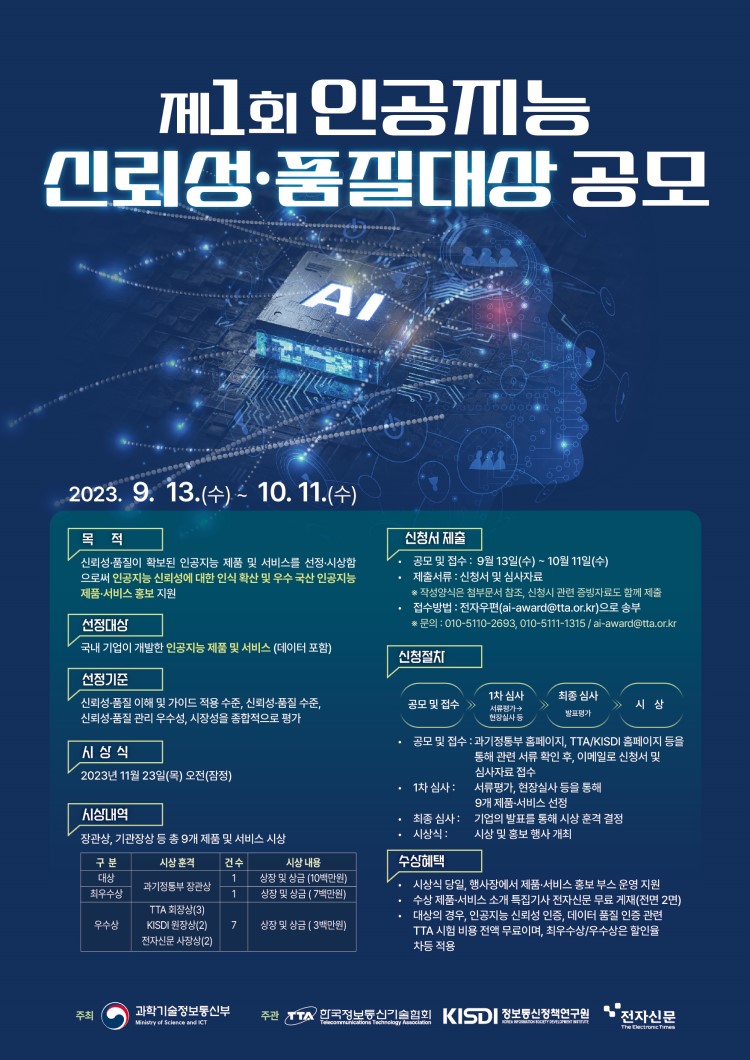 제 1회 인공지능 신뢰성·품질 대상 공모