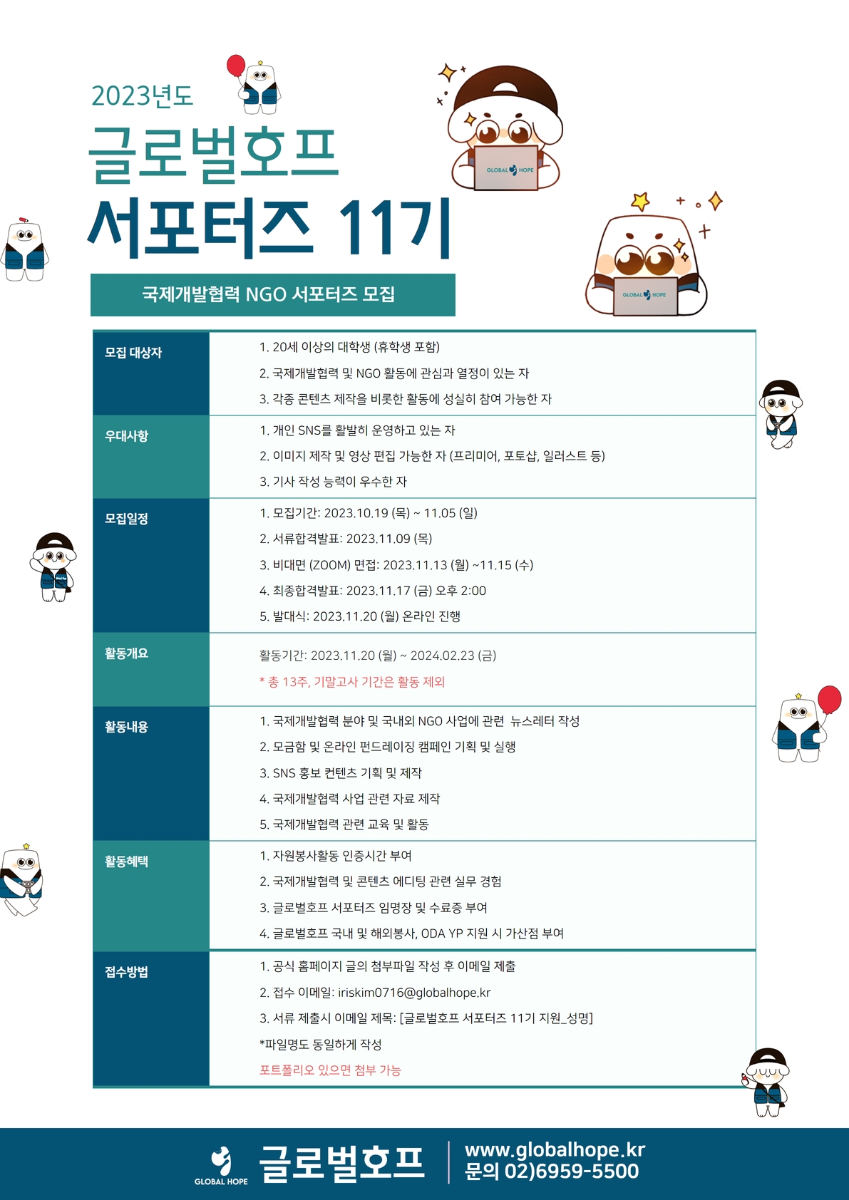 글로벌호프 제 11기 서포터즈 모집