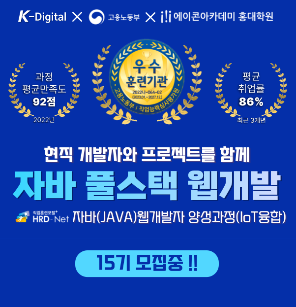 [웹개발국비과정] 에이콘아카데미 홍대학원, 자바 웹개발 취업과정
