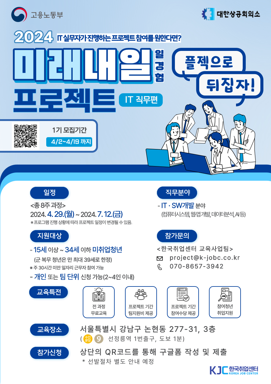 2024년 미래내일 일경험(프로젝트형 IT 직무 1기)  청년 모집