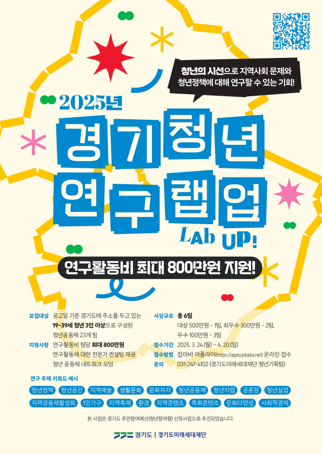 2025년 경기청년 연구 랩업(Lab Up) 사업 참여팀 모집 공고