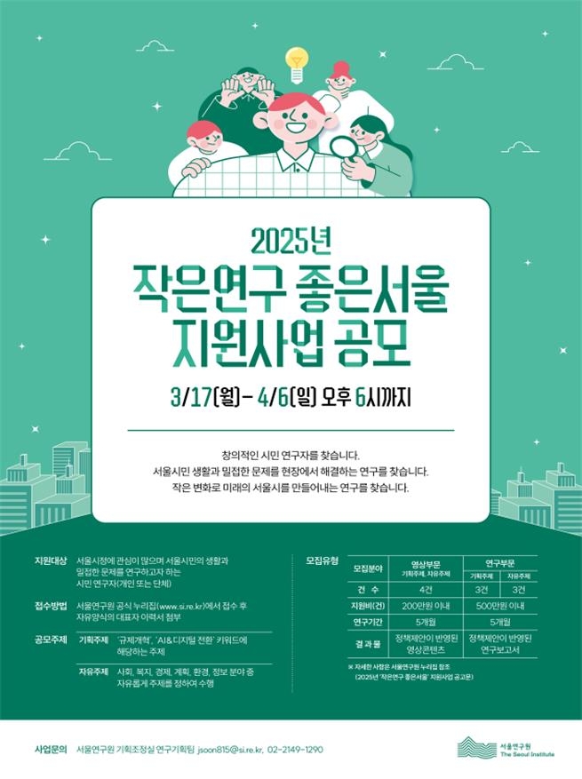 2025년 작은연구 좋은서울 지원사업 공모
