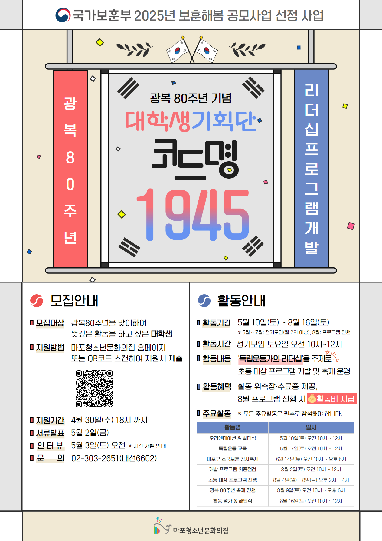 광복 80주년 기념 대학생기획단 ‘코드명 1945’