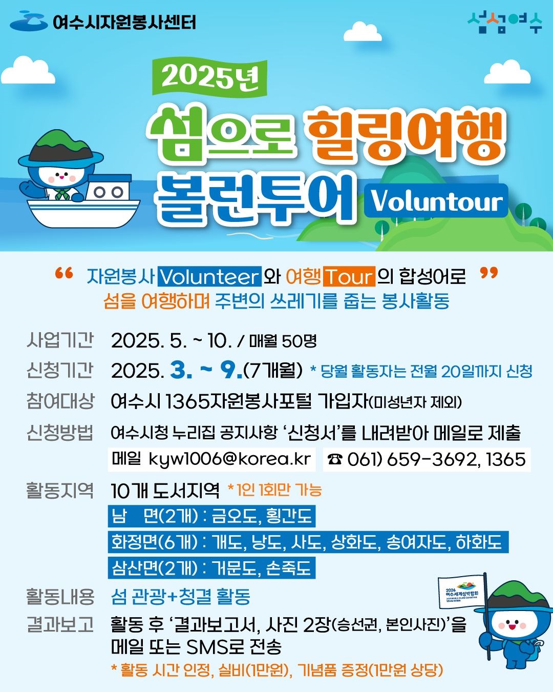 2025년 『섬섬여수 볼런투어(Voluntour)』 참여 자원봉사자 모집