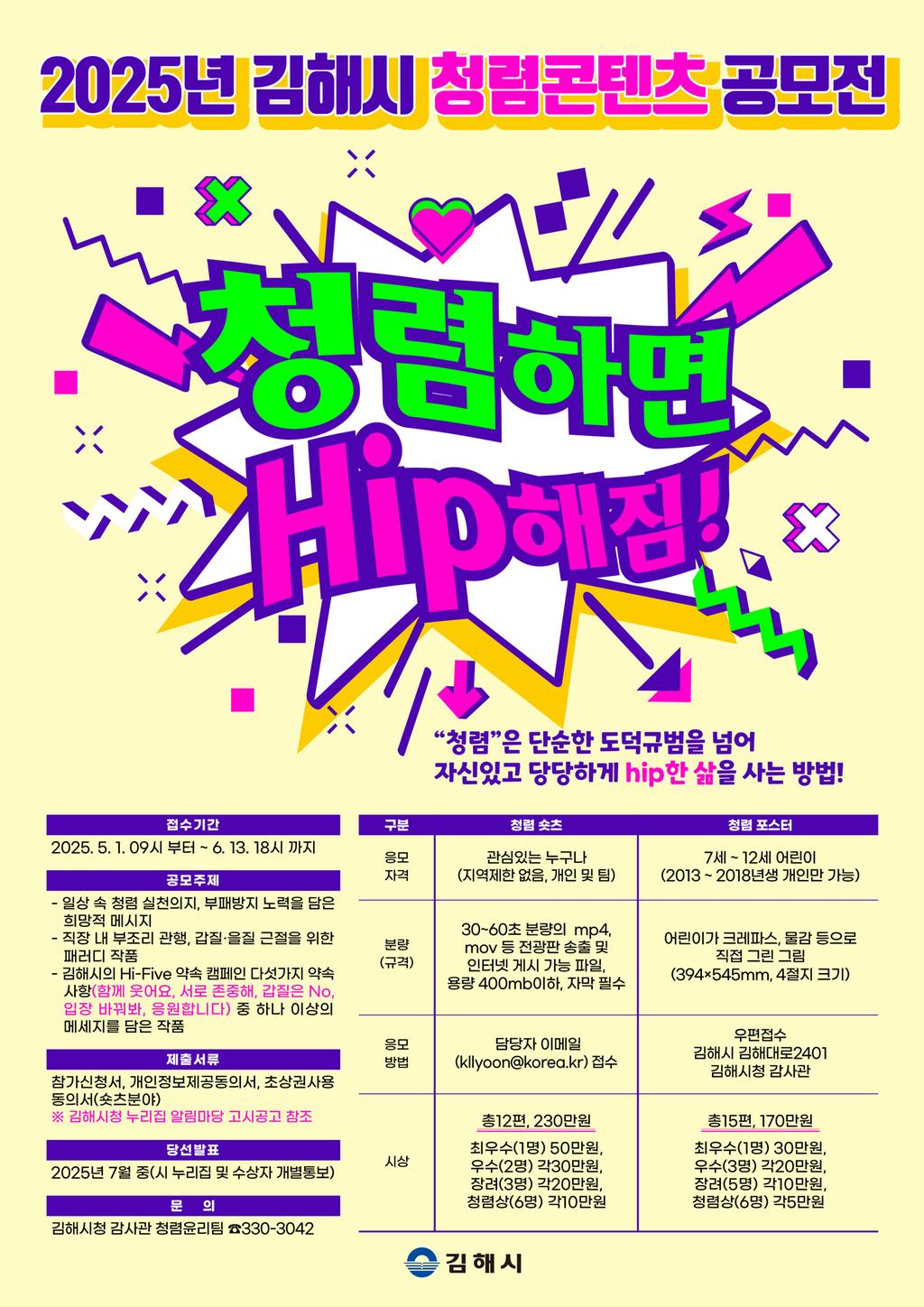 2025년 김해시 청렴콘텐츠 공모전