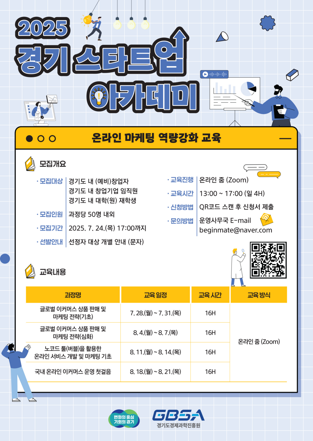 2025년 경기 스타트업 아카데미 온라인 마케팅 역량강화 과정 교육생 모집