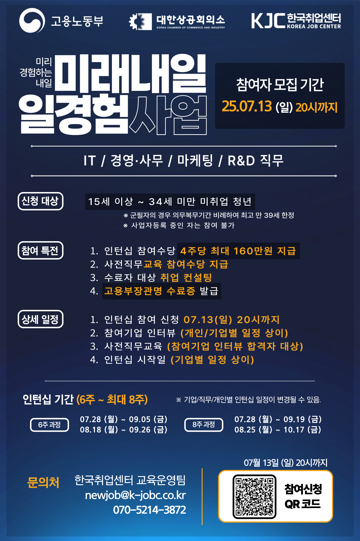 [고용노동부X대한상공회의소X한국취업센터] 2025 미래내일 일경험 인턴형 프로그램 참여청년 모집