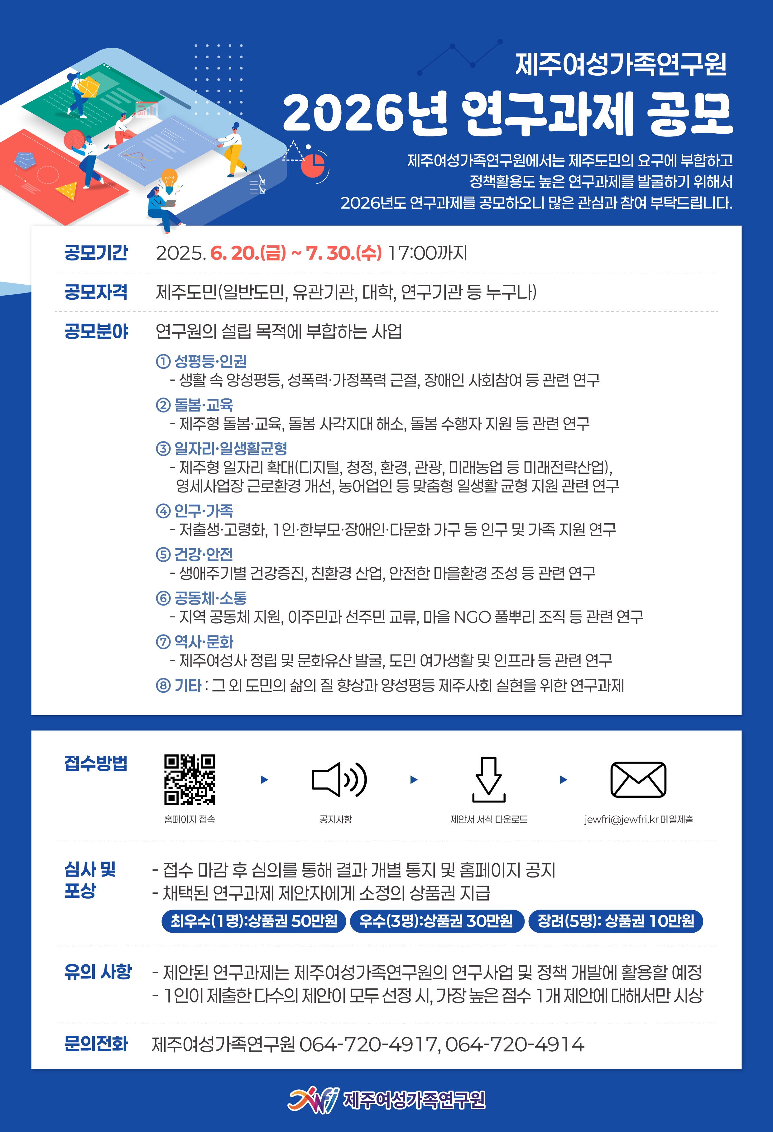 제주여성가족연구원 2026년 연구과제 공모