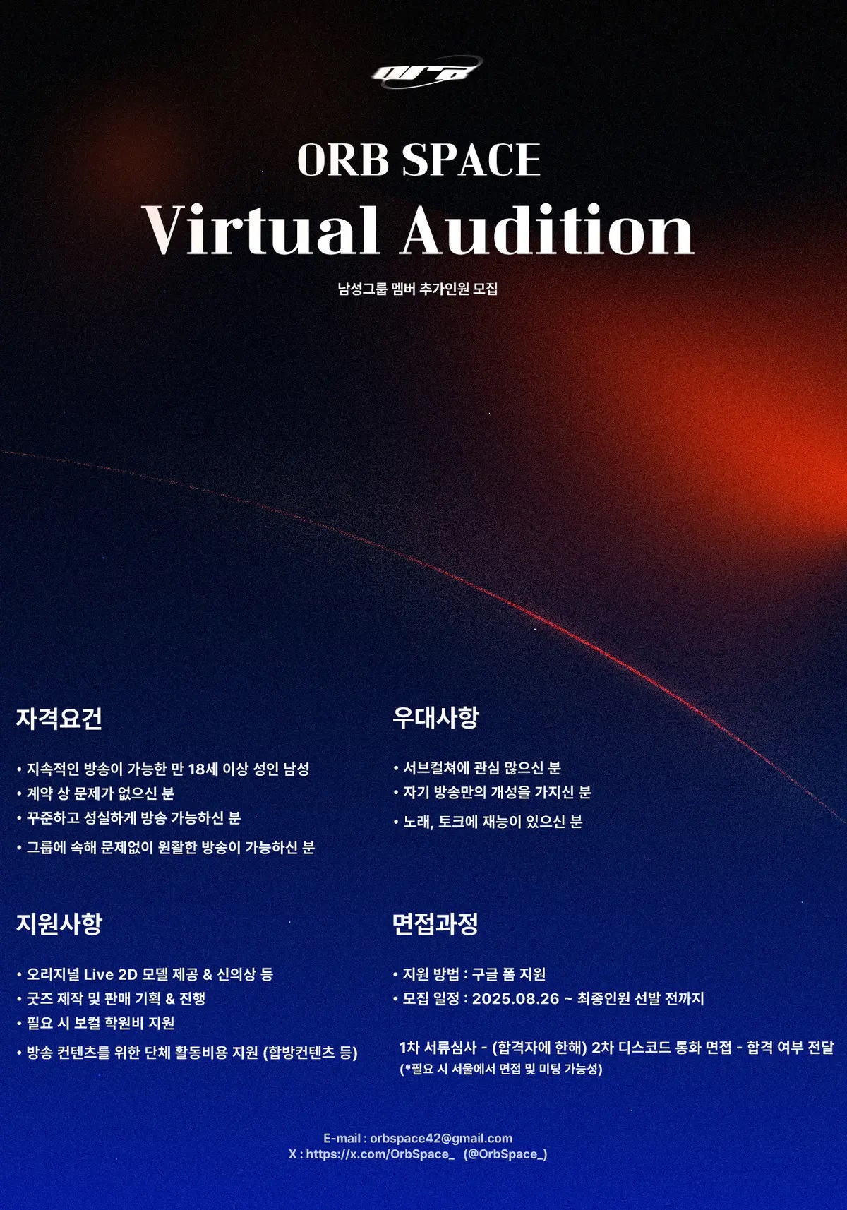 오브스페이스: Vtuber 남성그룹 멤버 오디션