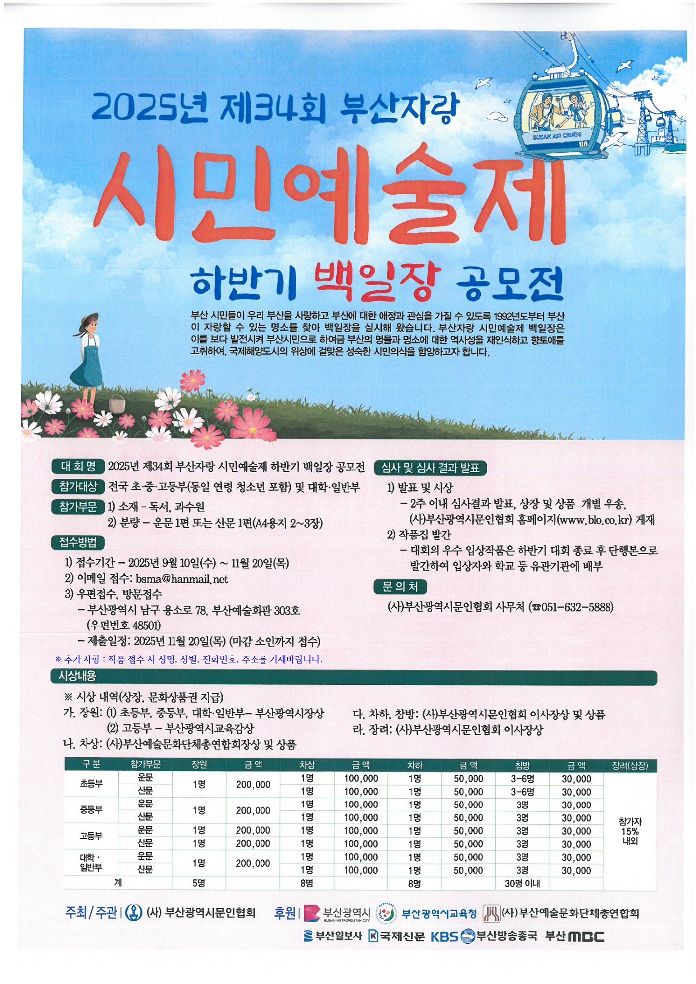 2025년 제34회 부산자랑 시민예술제 하반기 백일장 공모전