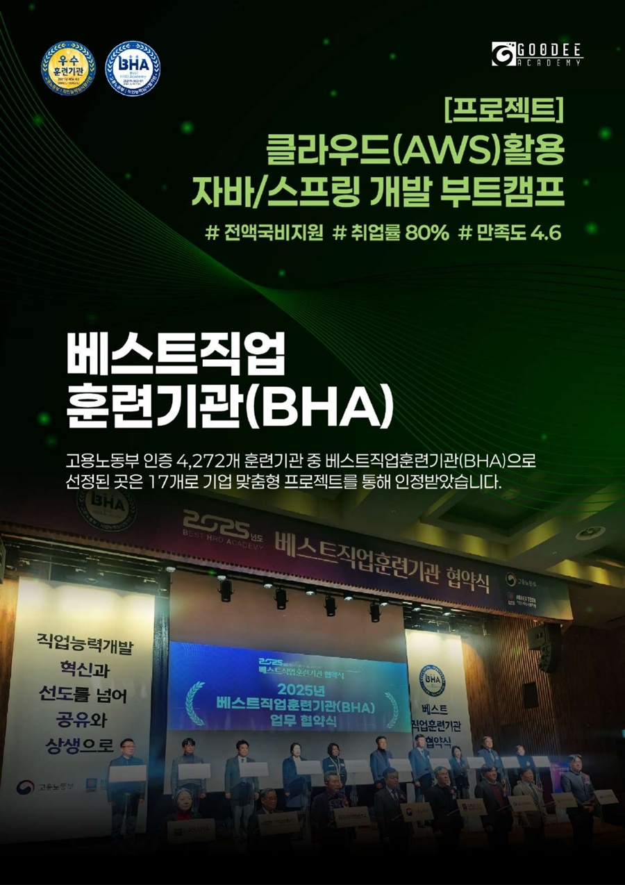 [구디아카데미] 클라우드 활용 자바/스프링 개발 부트캠프 97기