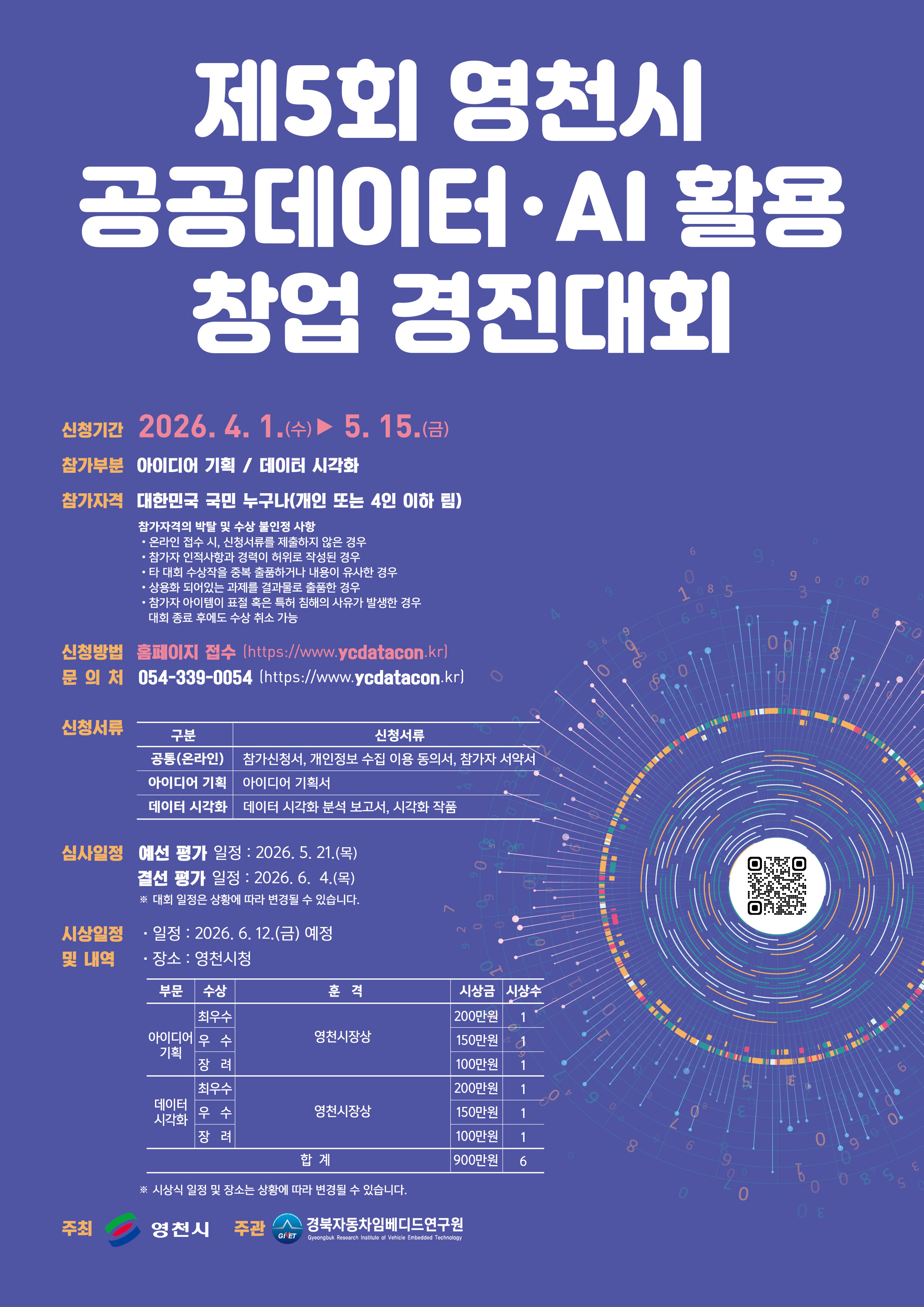 제5회 영천시  공공데이터 • AI 활용 창업 경진대회