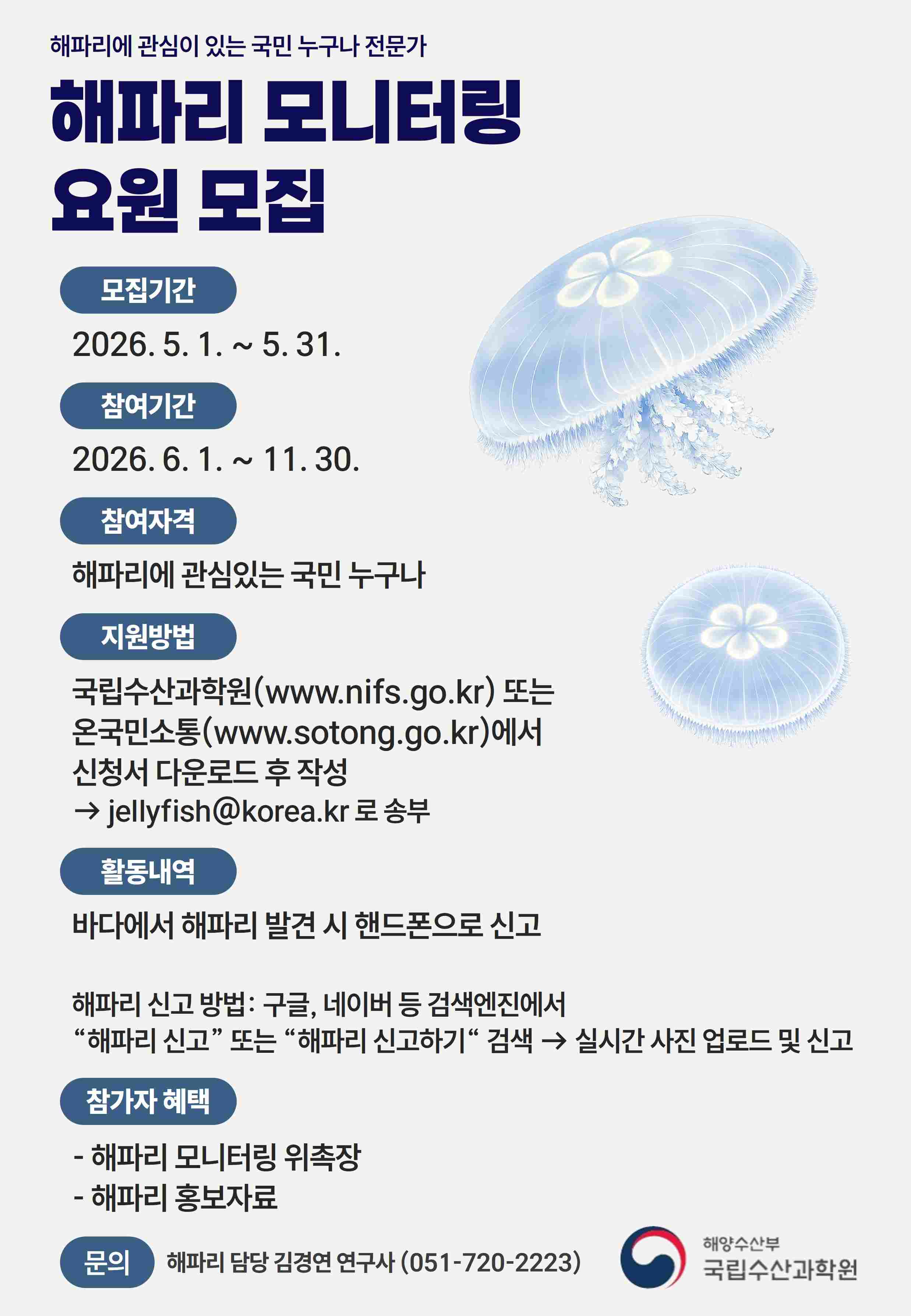 해파리 모니터링 요원 모집