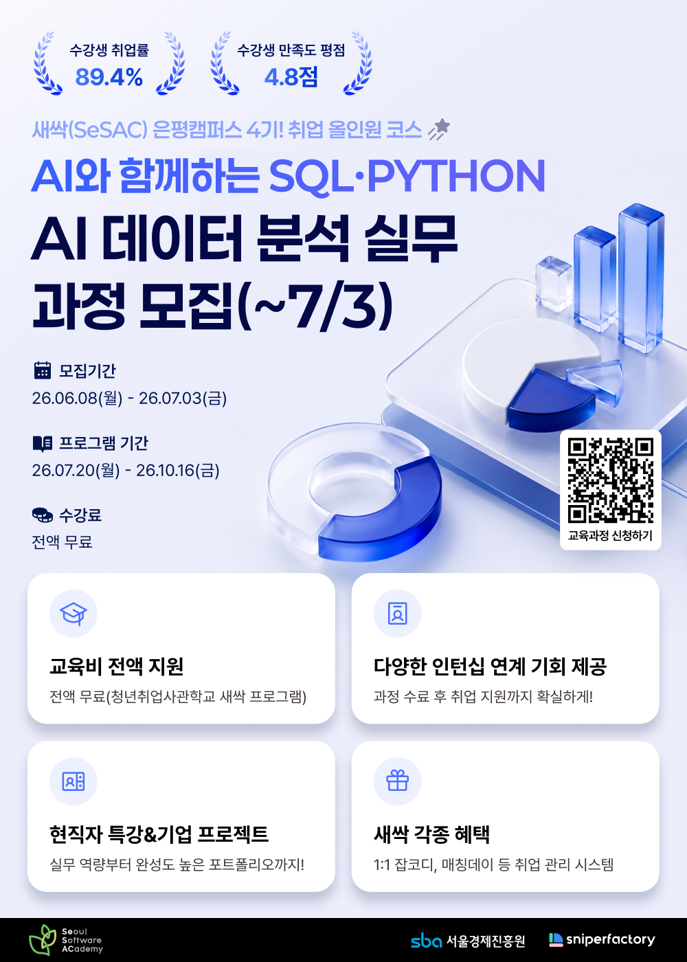 [스나이퍼팩토리 x 새싹(SeSAC)] AI로 끝내자! AI와 함께하는 SQL·Python 데이터 분석 과정 사전 모집 OPEN!